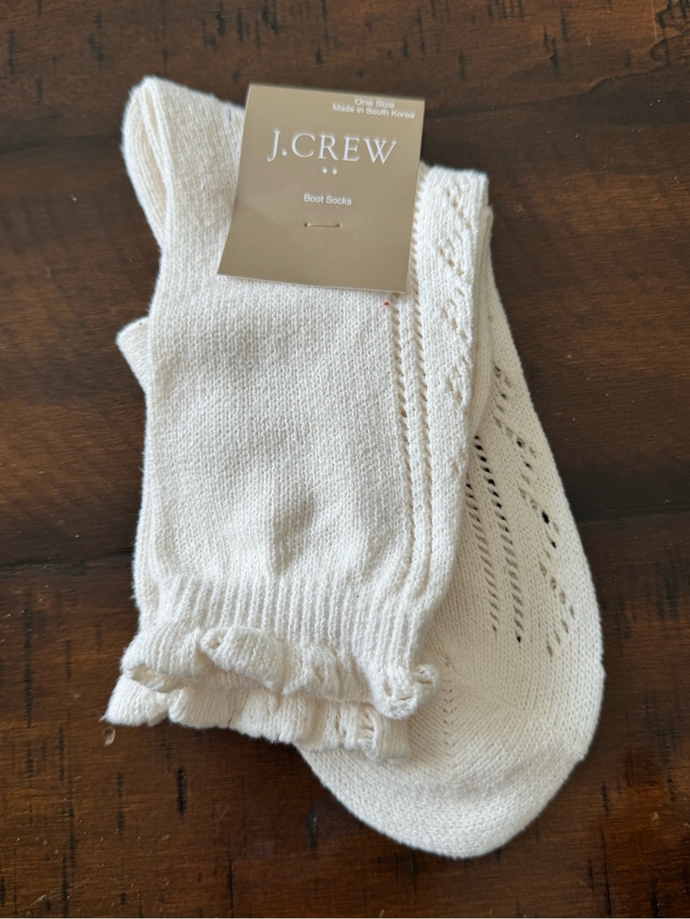 J. Crew Cream Knit Ruffled Cuff Socks